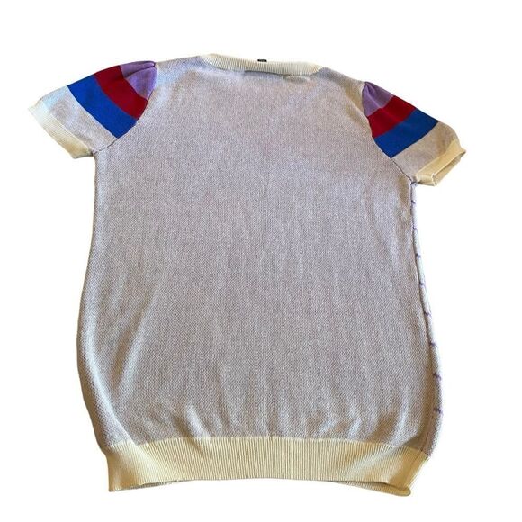 NWOT White Modcoth Chevron Pattern Cap Sleeve Sweater - Picture 7 of 12